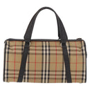 Burberrys Nova Check Boston Bag Canvas Beige Gold Auth 190561-2