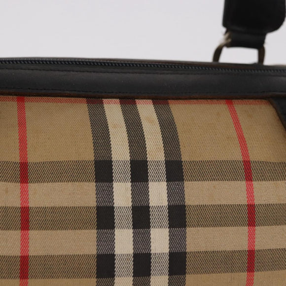 Burberrys Nova Check Boston Bag Canvas Beige Gold Auth 190561