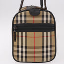 Burberrys Nova Check Boston Bag Canvas Beige Gold Auth 190561-5