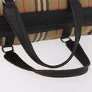 Burberrys Nova Check Boston Bag Canvas Beige Gold Auth 190561-8