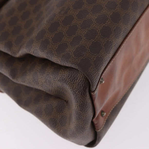 CELINE Macadam Canvas Hand Bag PVC Brown Gold Auth 190562