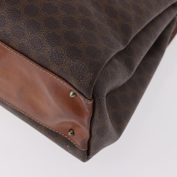 CELINE Macadam Canvas Hand Bag PVC Brown Gold Auth 190562