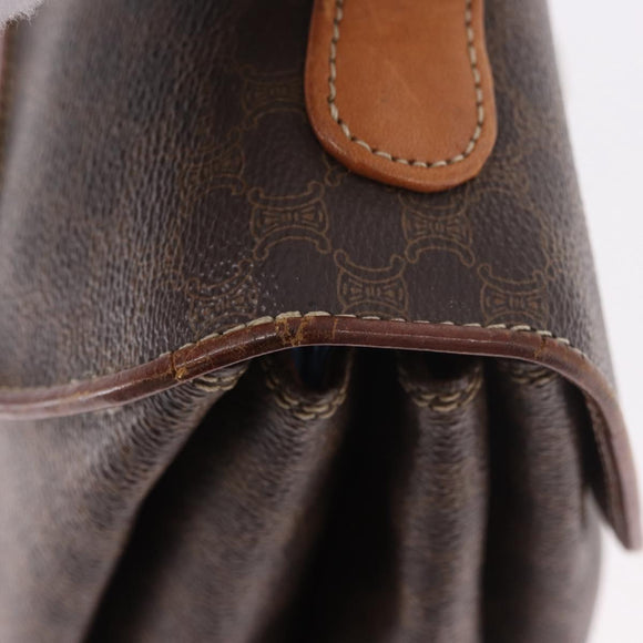CELINE Macadam Canvas Hand Bag PVC Brown Gold Auth 190562