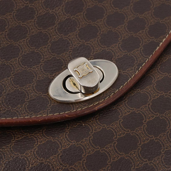 CELINE Macadam Canvas Hand Bag PVC Brown Gold Auth 190562