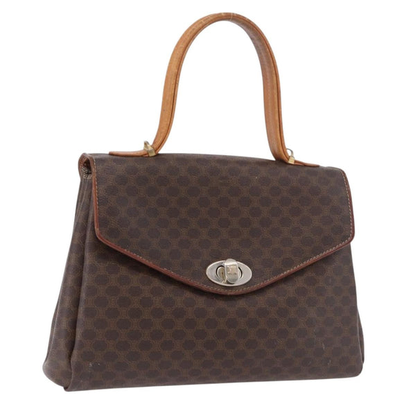 CELINE Macadam Canvas Hand Bag PVC Brown Gold Auth 190562