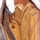 CELINE Macadam Canvas Hand Bag PVC Brown Gold Auth 190562-22