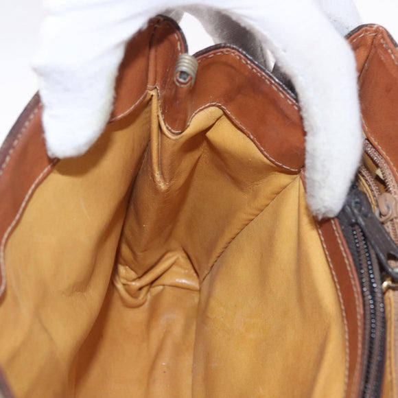CELINE Macadam Canvas Hand Bag PVC Brown Gold Auth 190562