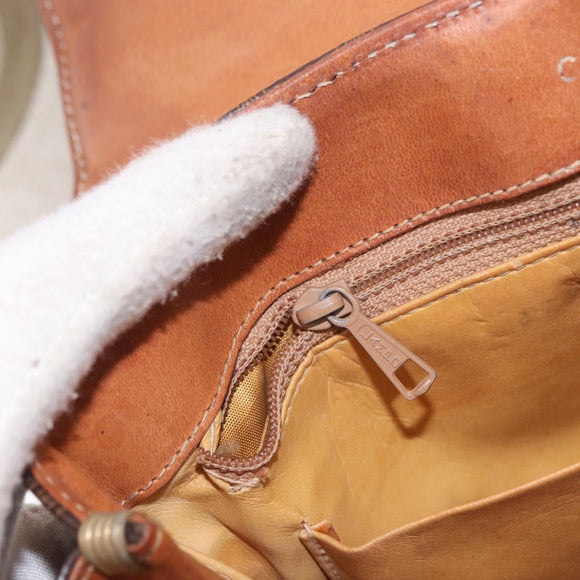 CELINE Macadam Canvas Hand Bag PVC Brown Gold Auth 190562