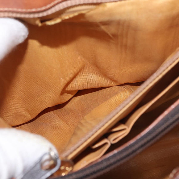 CELINE Macadam Canvas Hand Bag PVC Brown Gold Auth 190562