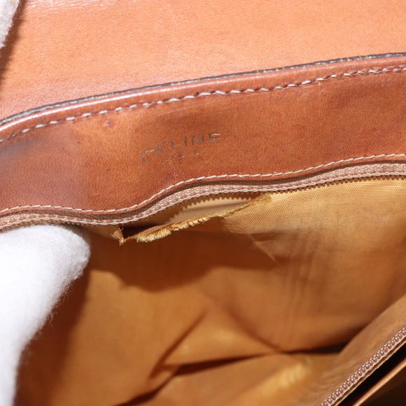 CELINE Macadam Canvas Hand Bag PVC Brown Gold Auth 190562
