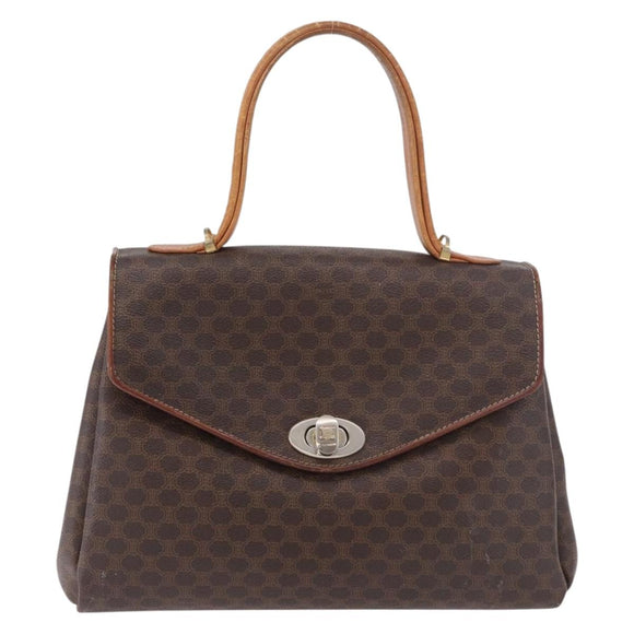 CELINE Macadam Canvas Hand Bag PVC Brown Gold Auth 190562