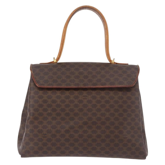 CELINE Macadam Canvas Hand Bag PVC Brown Gold Auth 190562
