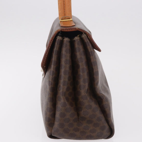 CELINE Macadam Canvas Hand Bag PVC Brown Gold Auth 190562