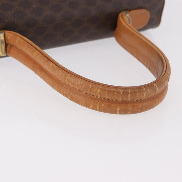 CELINE Macadam Canvas Hand Bag PVC Brown Gold Auth 190562