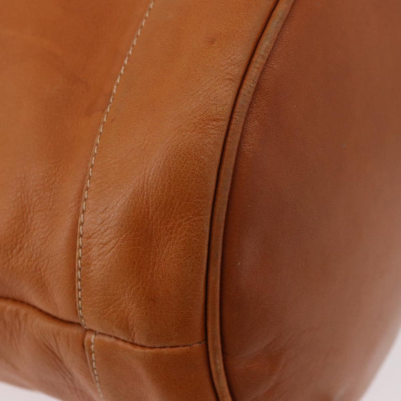CELINE Triomphe Drawstring Bag Leather Brown Auth 190563