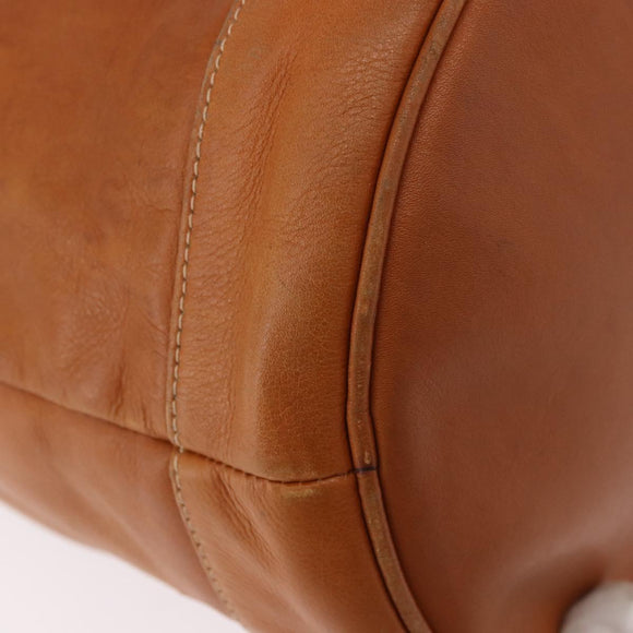 CELINE Triomphe Drawstring Bag Leather Brown Auth 190563