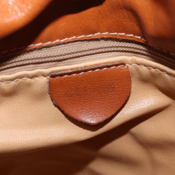 CELINE Triomphe Drawstring Bag Leather Brown Auth 190563