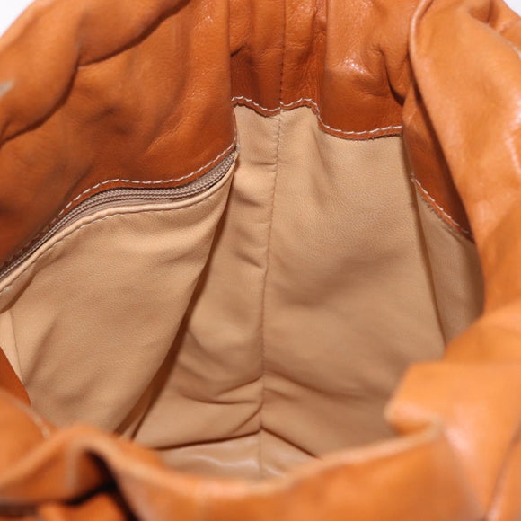 CELINE Triomphe Drawstring Bag Leather Brown Auth 190563