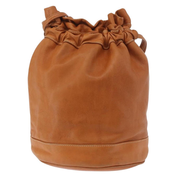 CELINE Triomphe Drawstring Bag Leather Brown Auth 190563