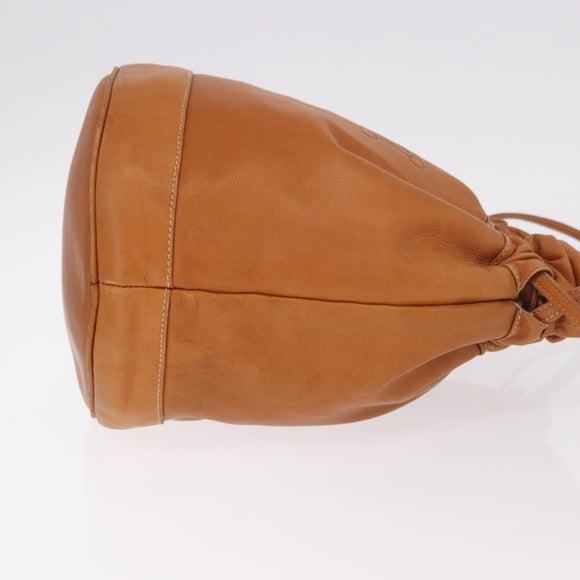CELINE Triomphe Drawstring Bag Leather Brown Auth 190563