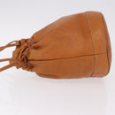 CELINE Triomphe Drawstring Bag Leather Brown Auth 190563-4