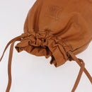 CELINE Triomphe Drawstring Bag Leather Brown Auth 190563-7