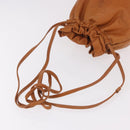 CELINE Triomphe Drawstring Bag Leather Brown Auth 190563-8