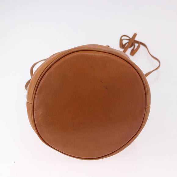 CELINE Triomphe Drawstring Bag Leather Brown Auth 190563