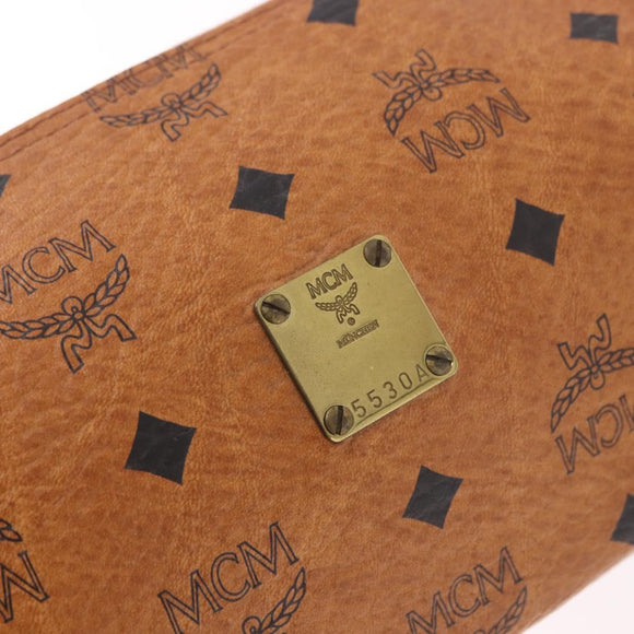 MCM Vicetos Logogram Shoulder Bag PVC Leather Brown Gold Auth 190564