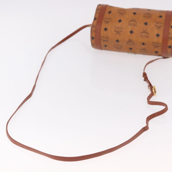 MCM Vicetos Logogram Shoulder Bag PVC Leather Brown Gold Auth 190564
