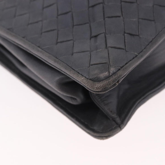 BOTTEGA VENETA INTRECCIATO Shoulder Bag Leather Gray Auth 190565