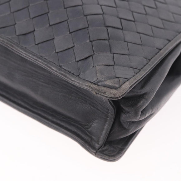 BOTTEGA VENETA INTRECCIATO Shoulder Bag Leather Gray Auth 190565
