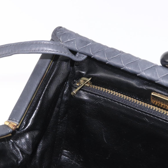 BOTTEGA VENETA INTRECCIATO Shoulder Bag Leather Gray Auth 190565