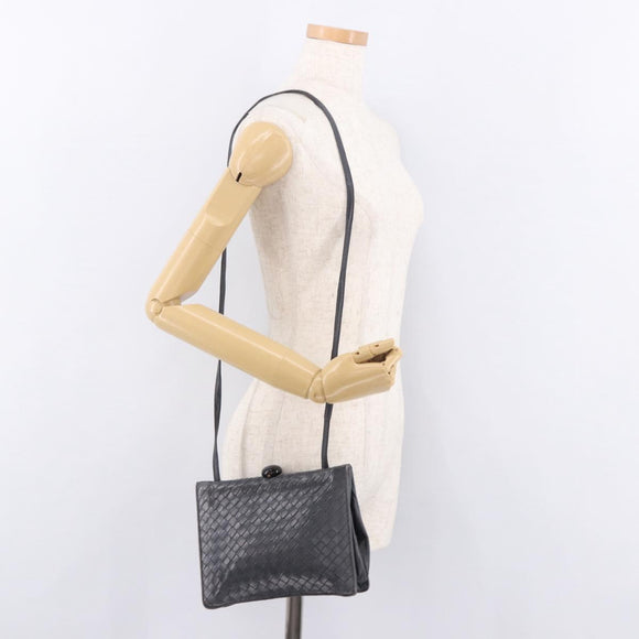 BOTTEGA VENETA INTRECCIATO Shoulder Bag Leather Gray Auth 190565