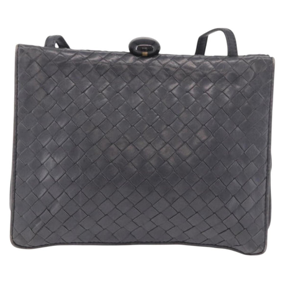 BOTTEGA VENETA INTRECCIATO Shoulder Bag Leather Gray Auth 190565