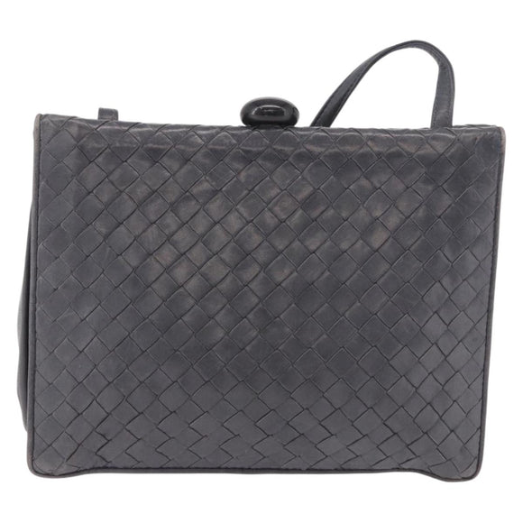BOTTEGA VENETA INTRECCIATO Shoulder Bag Leather Gray Auth 190565