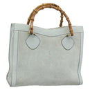 GUCCI Bamboo Hand Bag Suede Gray Gold 002 1186 Auth 190566-1