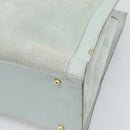GUCCI Bamboo Hand Bag Suede Gray Gold 002 1186 Auth 190566-12
