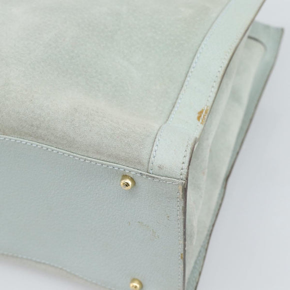 GUCCI Bamboo Hand Bag Suede Gray Gold 002 1186 Auth 190566