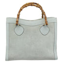 GUCCI Bamboo Hand Bag Suede Gray Gold 002 1186 Auth 190566-2
