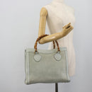 GUCCI Bamboo Hand Bag Suede Gray Gold 002 1186 Auth 190566-24
