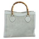 GUCCI Bamboo Hand Bag Suede Gray Gold 002 1186 Auth 190566-3