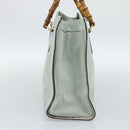 GUCCI Bamboo Hand Bag Suede Gray Gold 002 1186 Auth 190566-5