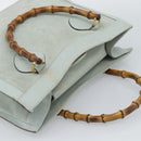 GUCCI Bamboo Hand Bag Suede Gray Gold 002 1186 Auth 190566-6