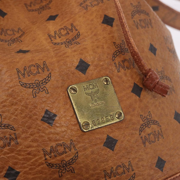 MCM Vicetos Logogram Shoulder Bag PVC Brown Gold Auth 190567