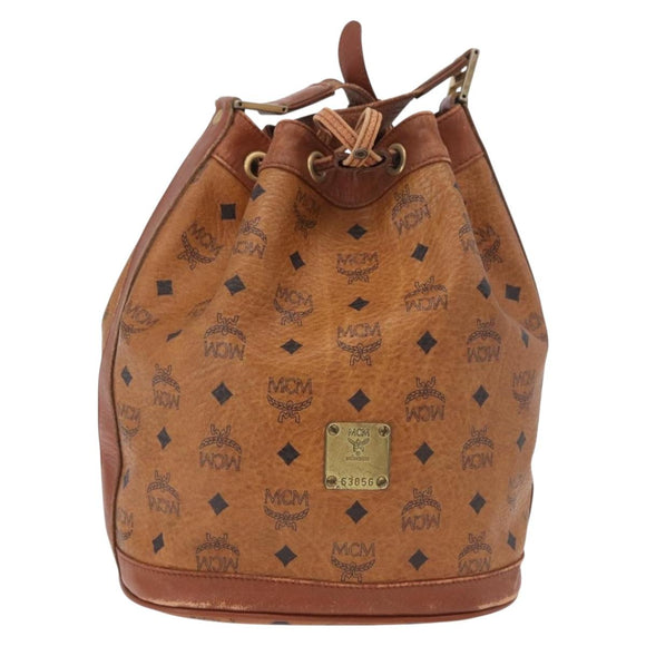 MCM Vicetos Logogram Shoulder Bag PVC Brown Gold Auth 190567