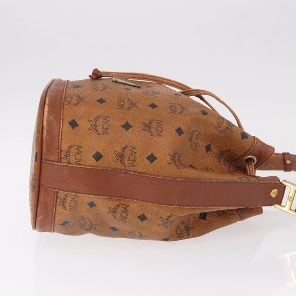 MCM Vicetos Logogram Shoulder Bag PVC Brown Gold Auth 190567
