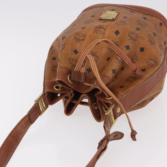MCM Vicetos Logogram Shoulder Bag PVC Brown Gold Auth 190567