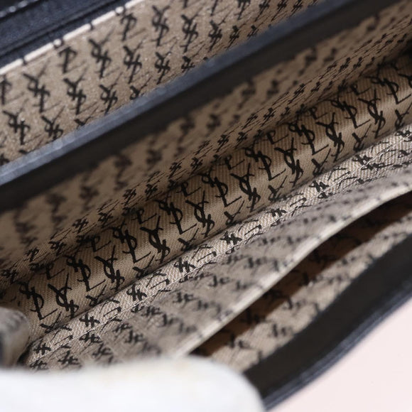 SAINT LAURENT Shoulder Bag Leather Black Gold Auth 190568