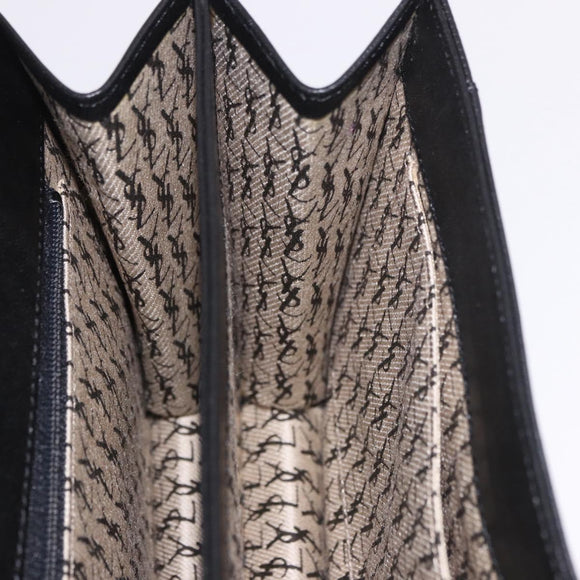 SAINT LAURENT Shoulder Bag Leather Black Gold Auth 190568